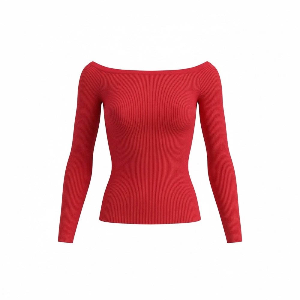 Karen Millen Red Off-Shoulder Long Sleeve Top